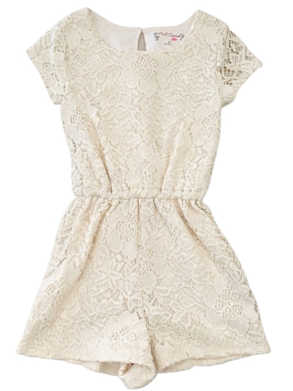 Red Camel Ivory Lace Romper Girls Size S Cream Short Sleeve Summer Outfit